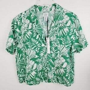 Nicole Miller Floral Linen Button Front Shirt NWT